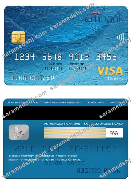Italy Citibank visa classic card